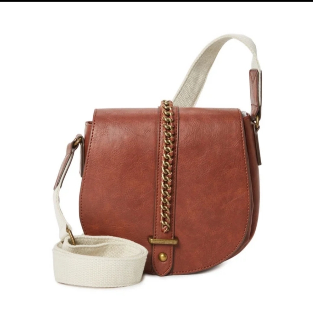 Time and Tru Women's Faux Leather Emery Crossbody Handbag Brown Purse NWT